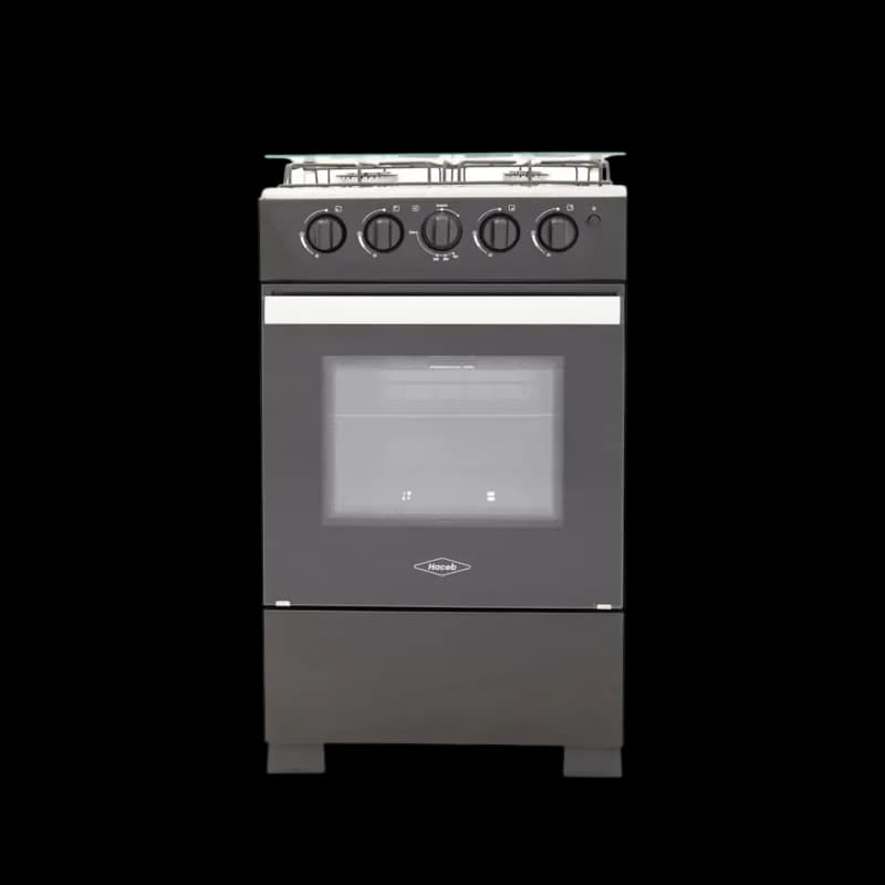 Estufa de Piso Haceb 4 Puestos con Horno Gas Natural Romero 50-V Vidrio Negro Tapa de Vidrio Encendido Electrico