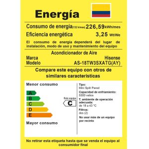 consumo Aire acondicionado 18000 BTU 220v Inverter AS-18TW3SXATG(AY)