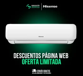 Aire acondicionado Hisense con diseño elegante y pantalla digital integrada.