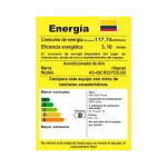 Etiqueta RETIQ del aire acondicionado Hisense Brissa con información de consumo y eficiencia energética