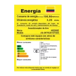 Etiqueta de eficiencia energética del aire acondicionado Hisense con calificación RETIQ.