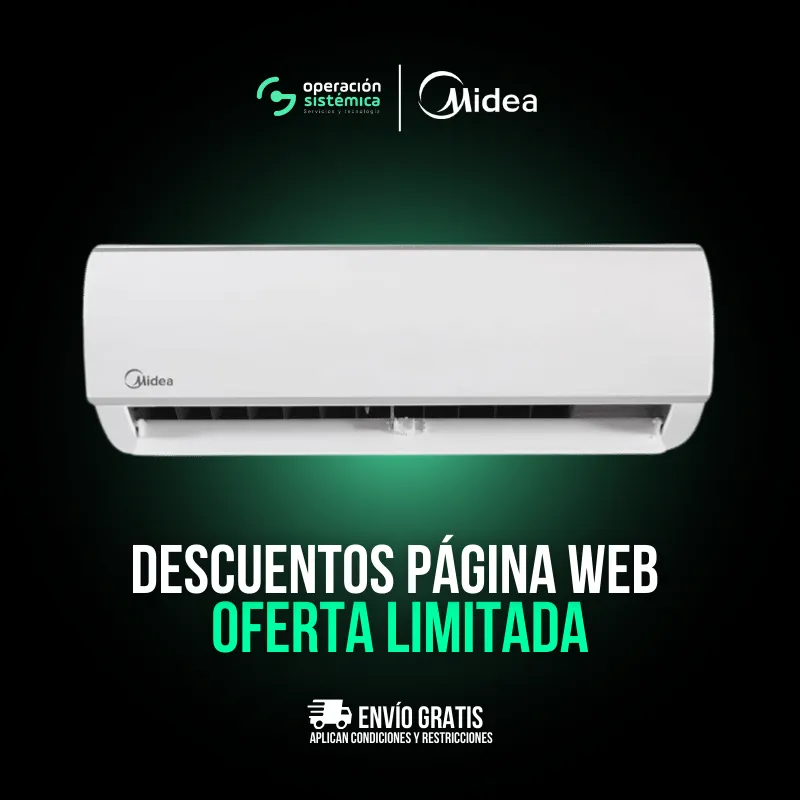 Imagen promocional del aire acondicionado Midea Forest con diseño frontal.