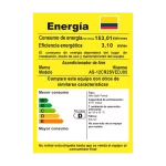 Etiqueta RETIQ del aire acondicionado Hisense Brissa con información de consumo y eficiencia energética.