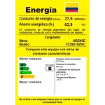 Congelador Hisense 297 litros con etiqueta de eficiencia energética clase B.