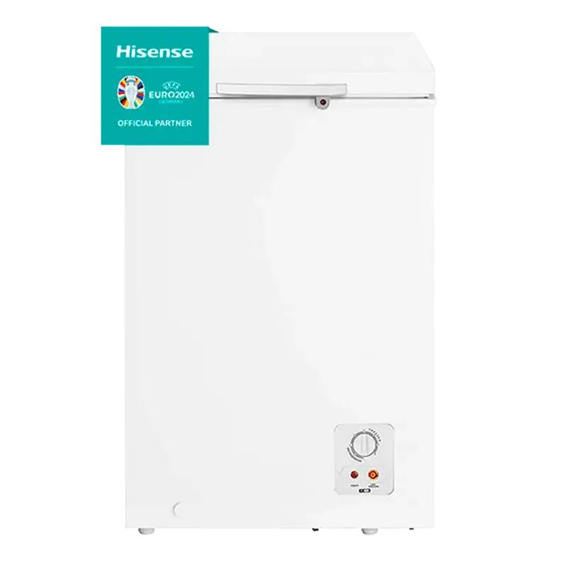 Congelador Hisense 198 litros con diseño minimalista y sello de calidad EURO 2024.