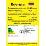 Etiqueta de eficiencia energética del congelador Hisense BD199 clase C.