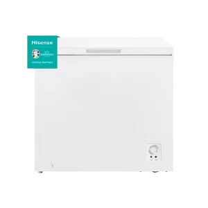 Congelador horizontal Hisense BD-144 con diseño compacto en color blanco