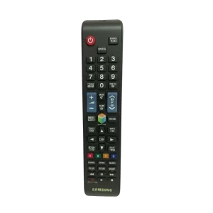 Control remoto Samsung BN59-01198Q, diseño frontal con botones intuitivos para Smart TV.