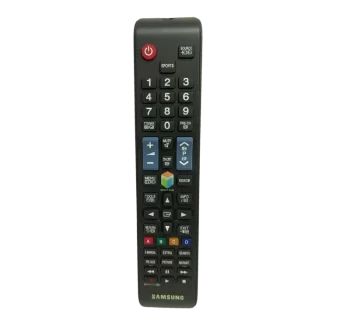 Control remoto Samsung BN59-01198Q, diseño frontal con botones intuitivos para Smart TV.