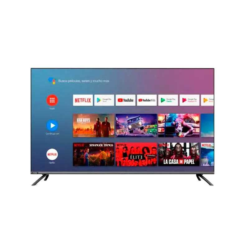 Hyundai Tv 50 pulgadas con Android TV y aplicaciones de streaming.