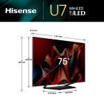 Hisense Televisor Smart 75 pulgadas 75U7N Google TV UHD 4K -MiniLED/HDR -Refresh Rate 144Hz -Quantum Dot Color -Incluye Control Remoto Con Comando De Voz