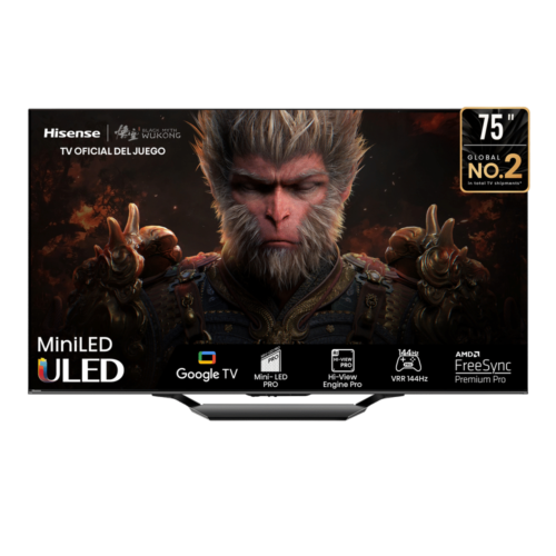 Hisense Televisor Smart 75 pulgadas 75U7N Google TV UHD 4K -MiniLED/HDR -Refresh Rate 144Hz -Quantum Dot Color -Incluye Control Remoto Con Comando De Voz