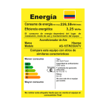 Etiqueta de eficiencia energética del aire acondicionado Hisense AS-18TW3SXATV, con detalles de consumo y capacidad de enfriamiento.