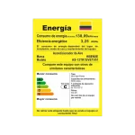 Etiqueta de eficiencia energética del aire acondicionado Hisense AS-12TR1SVETV01, mostrando detalles de consumo.