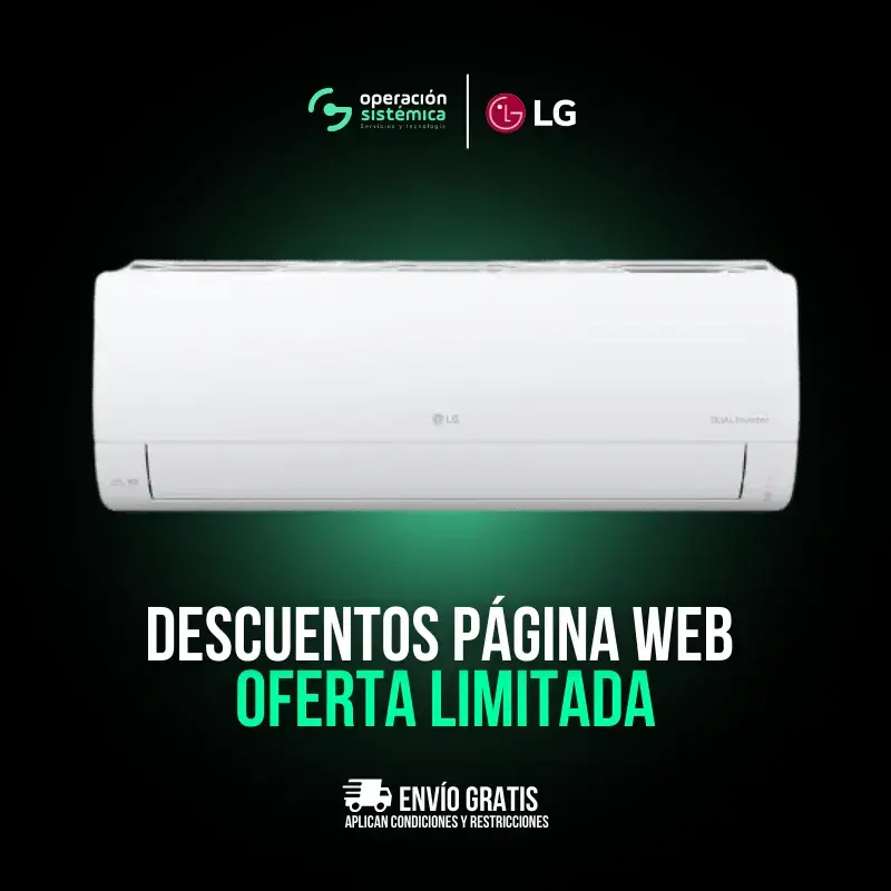 Imagen principal del aire acondicionado LG 18000 BTU V18WIN con oferta limitada y envío gratis.