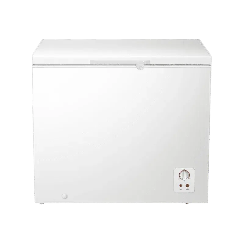 Congelador Horizontal Hisense 245L BD249 FC32D1NZWC con diseño moderno y control de temperatura ajustable.