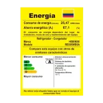 Etiqueta de eficiencia energética A para la nevera Hisense de 300 litros.