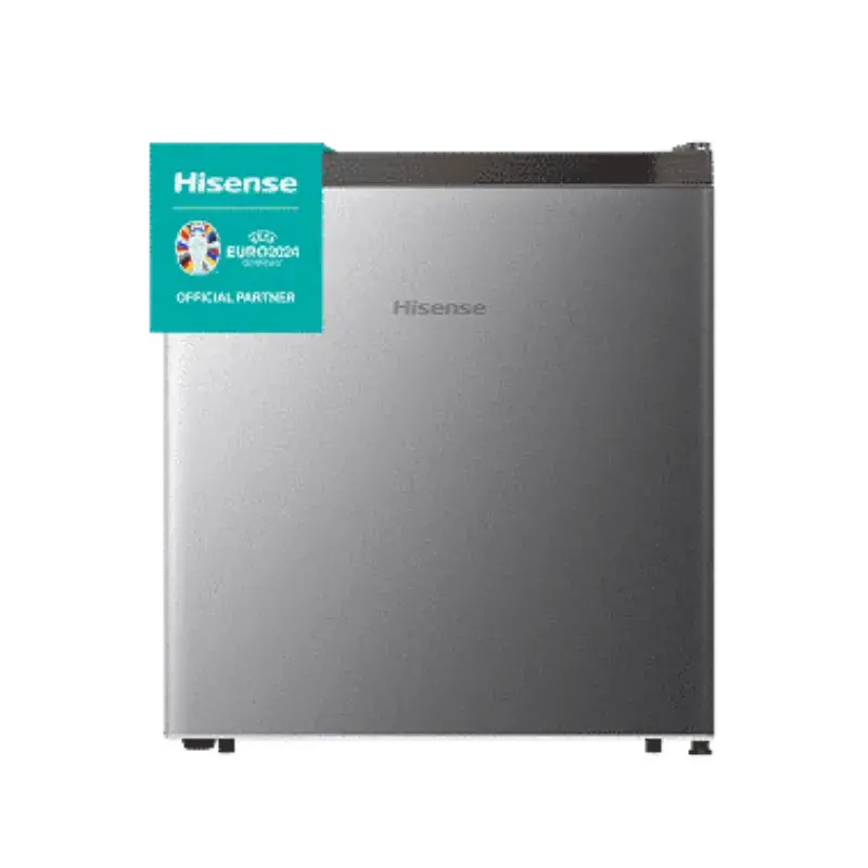 Nevera minibar Hisense 44L BC-45 con diseño compacto y puerta reversible, ideal para habitaciones y oficinas.