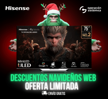 Hisense Televisor Smart 75 pulgadas 75U7N Google TV UHD 4K -MiniLED/HDR -Refresh Rate 144Hz -Quantum Dot Color -Incluye Control Remoto Con Comando De Voz