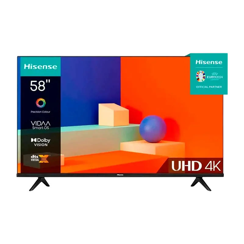 Televisor Hisense 58" UHD 4K con Dolby Vision y VIDAA Smart OS.