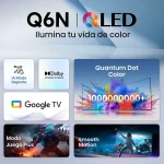 Características destacadas del Hisense 50Q6N con Google TV y Quantum Dot Color.