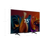 Dimensiones del televisor Hisense 75Q6N de 75 pulgadas con diseño moderno y elegante.