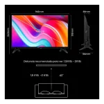 Dimensiones del Televisor Smart Hisense 43" 43A4K con distancia recomendada de visualización entre 1.5 y 2 metros.