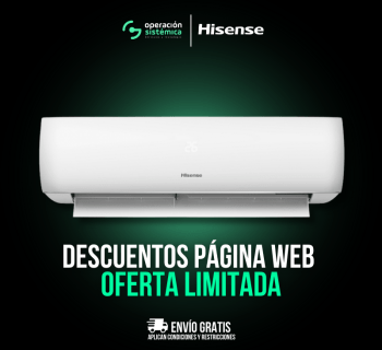 Aire Acondicionado Hisense Serie Perla inverter, al mejor precio solo en operación sistémica.