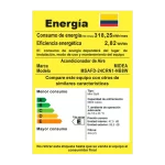 Etiqueta de eficiencia energética del aire acondicionado Midea con calificación RETIQ.