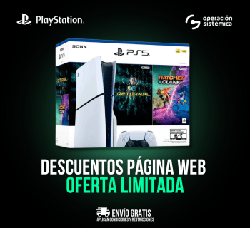 Consola PS5 HW 2015 Paquete Estándar Latinoamérica + 2 Juegos: -Returnal y -Ratchet & Clank: Rift Apart