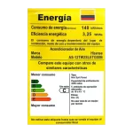 Etiqueta de eficiencia energética del Aire Acondicionado Hisense Luso Premium Inverter 12.000 BTU 220V, con clasificación C y consumo mensual de 140 kWh.