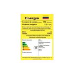 Etiqueta de eficiencia energética del aire acondicionado LG modelo V09WIN, mostrando detalles de consumo y clasificación energética.