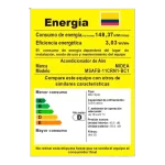 Etiqueta de eficiencia energética del aire acondicionado Midea con calificación RETIQ.