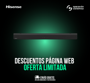 Disfruta de la mejor experiencia de sonido con la barra de sonido hisense HS205G solo en operación sistémica.