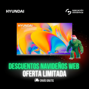 Hyundai TV 32" Google TV [HD SMART LED] HYLED3254GiM Diseño Sin Marco Color Negro con Gris