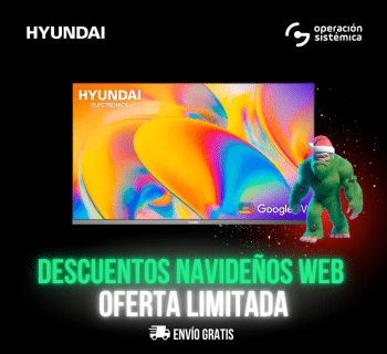 Hyundai TV 32" Google TV [HD SMART LED] HYLED3254GiM Diseño Sin Marco Color Negro con Gris