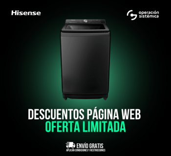 Disfruta de tu lavadora hisense de 23kg solo aquí, en operación sistémica.