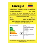 Etiqueta de eficiencia energética del aire acondicionado Hisense AS-24TW5SBBTV02A, mostrando detalles de consumo energético y capacidad de enfriamiento.