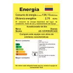 Etiqueta de eficiencia energética del aire acondicionado Hisense Brissa Convencional AS-12CR5SGRCA00.