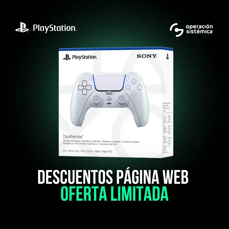 Control para PS5 DualSense Perla Croma en vista frontal con diseño elegante y moderno