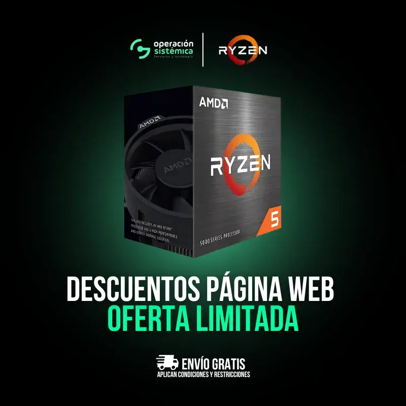 Promoción del procesador AMD Ryzen 5 5600X con descuentos en Operación Sistémica.