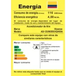 Etiqueta de eficiencia energética del Aire Acondicionado Hisense Energy Pro Inverter, mostrando detalles de consumo y clasificación energética.