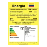 Etiqueta de eficiencia energética del aire acondicionado MIDEA MSEPC-18CRFN8-QC6GW con clasificación A y consumo de 184,8 kWh/mes.