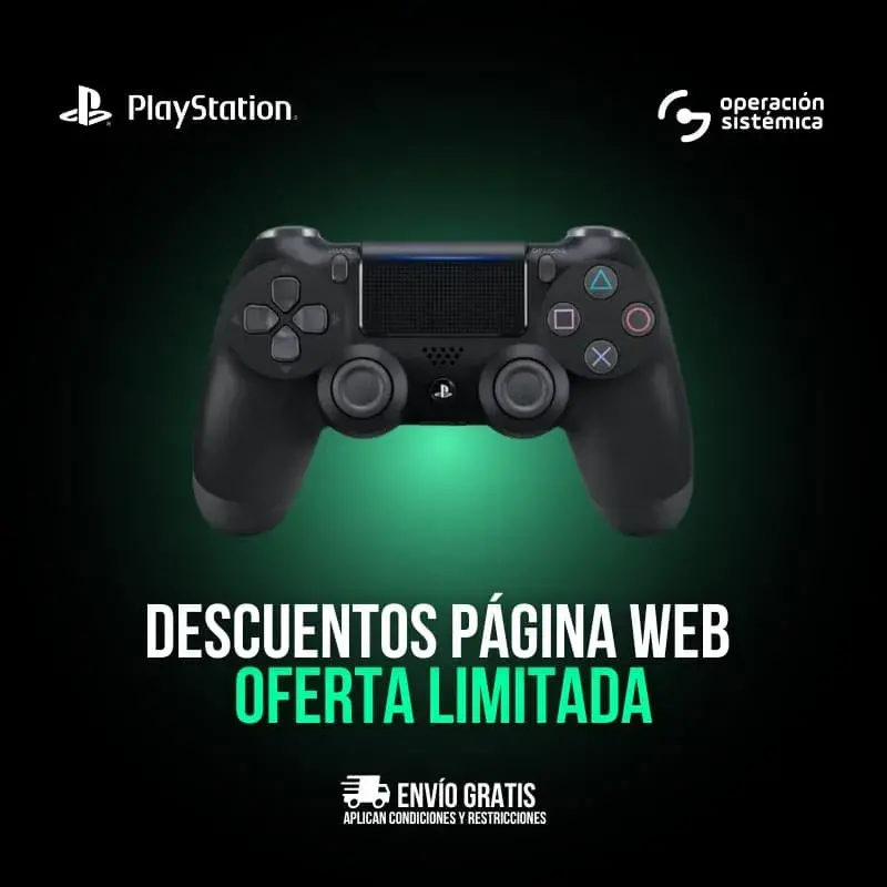 Control PS4 en su diseño original, destacando ergonomía y botones clásicos, con descuentos limitados y envío gratis.