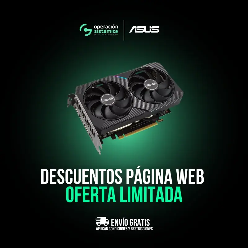 Promoción de la tarjeta gráfica ASUS NVIDIA RTX 3060 Ti con descuentos en Operación Sistémica.