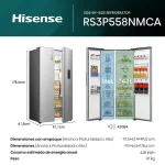 Dimensiones y capacidad del Nevecon HISENSE BCD-558W - RS3P558NMCA