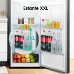 Vista del estante XXL en la nevera Hisense Frost 250 litros RT1N250NMD, ideal para botellas grandes y organización eficiente.