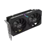 arjeta gráfica ASUS Dual GeForce RTX 3060 con doble ventilador y diseño compacto.