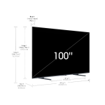 Dimensiones del televisor Hisense 100 pulgadas, modelo 100U76N.