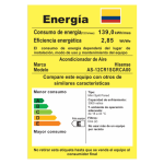 Etiqueta de eficiencia energética del aire acondicionado Hisense Brissa Convencional AS-12CR1SGRCA00.